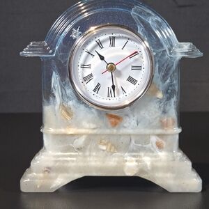 Elegant White and Cream Clock with Seashell Accents